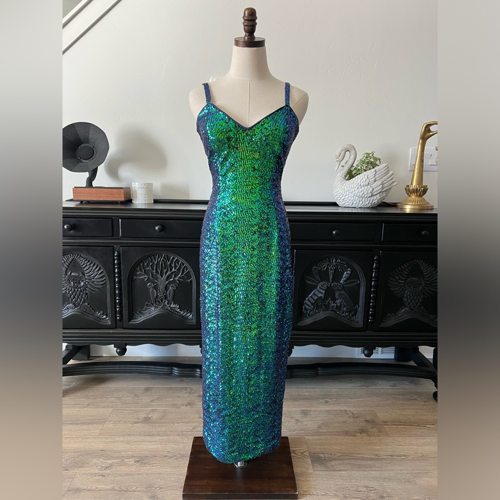 Glitz & Glamour Dress Vixen by Micheline Pitt Green Sequins S